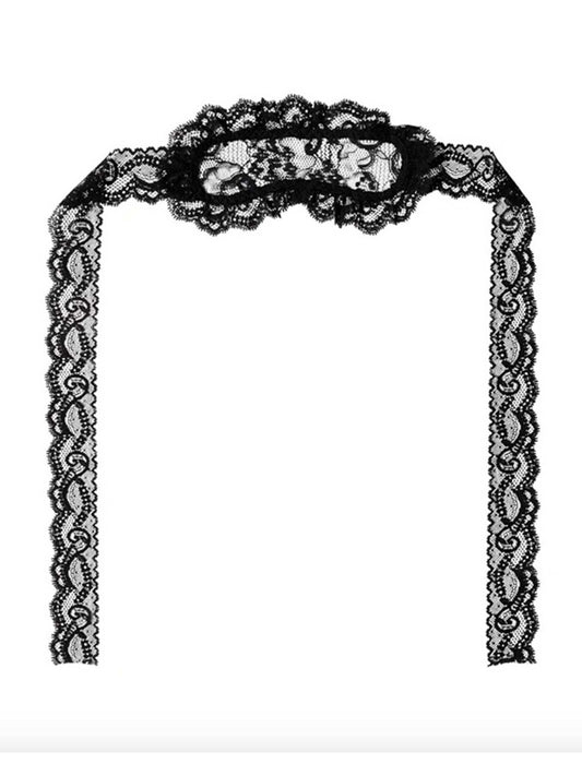 Aubade - BOÎTE À DÉSIR - Set aus schwarzer Spitze - Augenbinde