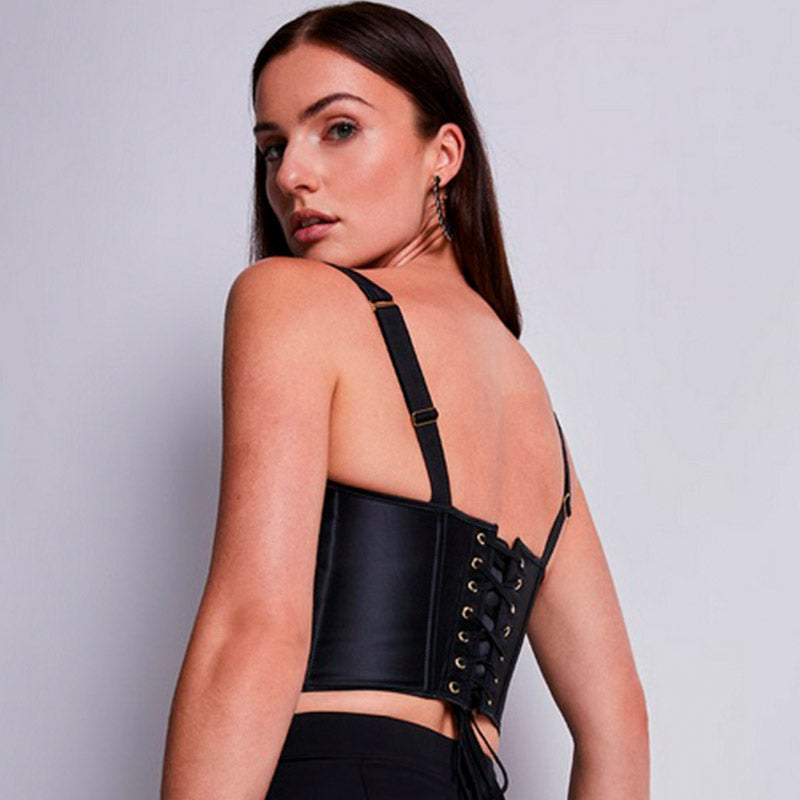 Iconic Allure Satin Bustier von Aubade Paris zum Schnüren mit tiefem Auschnitt - Rückansicht