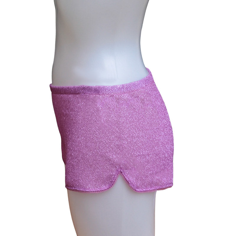 Glitzender Boxer Short in pink mit Lurex von fishbelly Lingerie handmade in Berlin - seitliche Ansicht