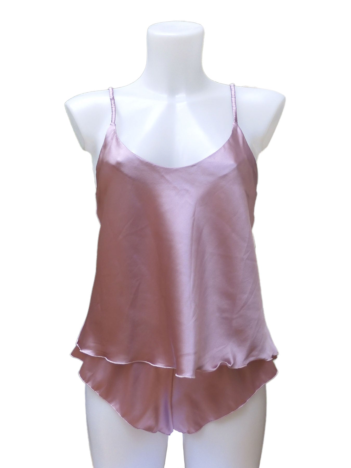 Elegantes Camisole aus Seide mit passendem Boxer Short in Farbe rosenholz von fishbelly Lingerie Berlin - handmade