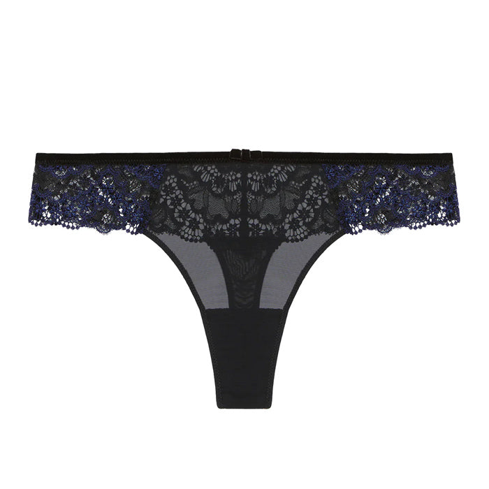 String aus schwarzer Stickerei mit Samtband und Samtschleife von Simone Perele aus der Dessous-Serie Scenario - Produktansicht