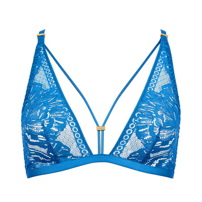 Sexy Bralette ohne Bügel  in azurblau mit tiefem Dekolleté aus der Dessous-Serie Love Soul von Aubade Paris - Produktansicht
