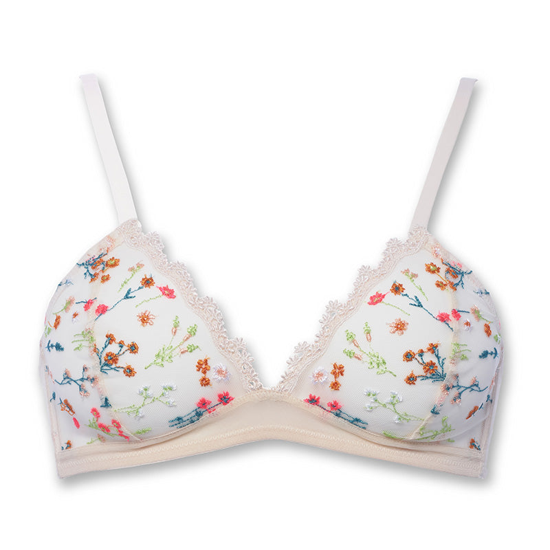 Floral besticktes Bralette ohne Bügel in ivory aus der Kollektion Boogie Wonderland von Huit Lingerie - Produktansicht