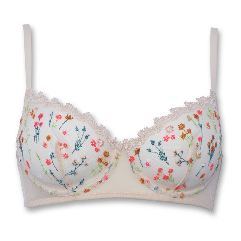 Floral bestickter Bügel-BH in ivory aus der Kollektion Boogie Wonderland von Huit Lingerie - Produktansicht
