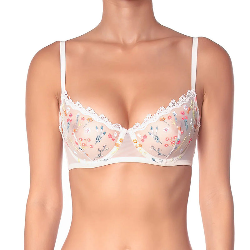 Floral bestickter Bügel-BH in ivory aus der Kollektion Boogie Wonderland von Huit Lingerie - Vorderansicht