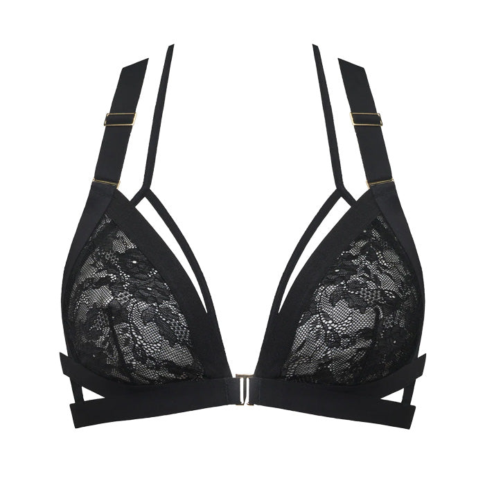 Bralette Cypher von Marlies Dekkers in Schwarz – Vorderansicht aus feiner Spitze, bügelloses Design