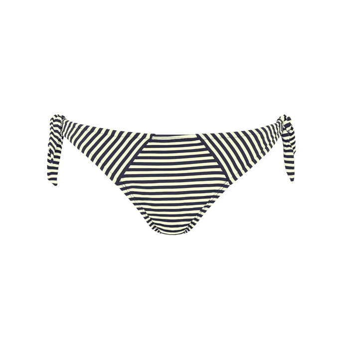 Blau-Ecru gestreifter Bikini Slip seitlich gebunden aus der Serie Holi Vintage von Marlies Dekkers - Vorderansicht