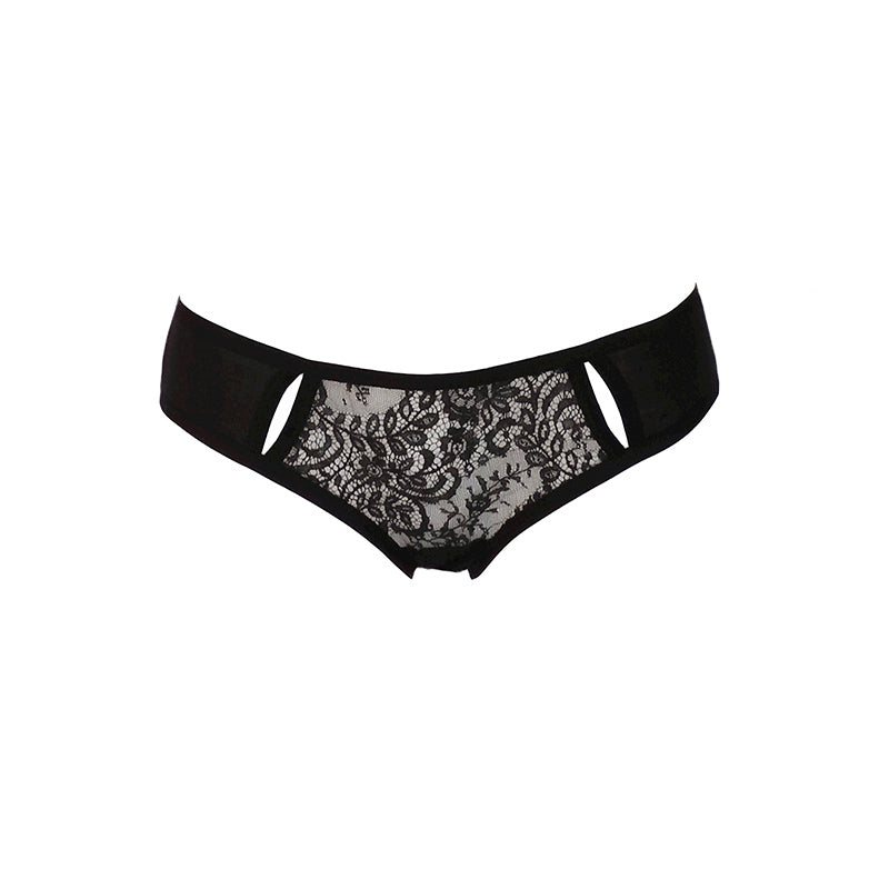 Schwarzer Spitzen-Modal Slip | fishbelly Lingerie handmade in Berlin