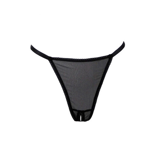 Offener String ouvert mit roten Satinschleifen - fishbelly Lingerie handmade in Berlin