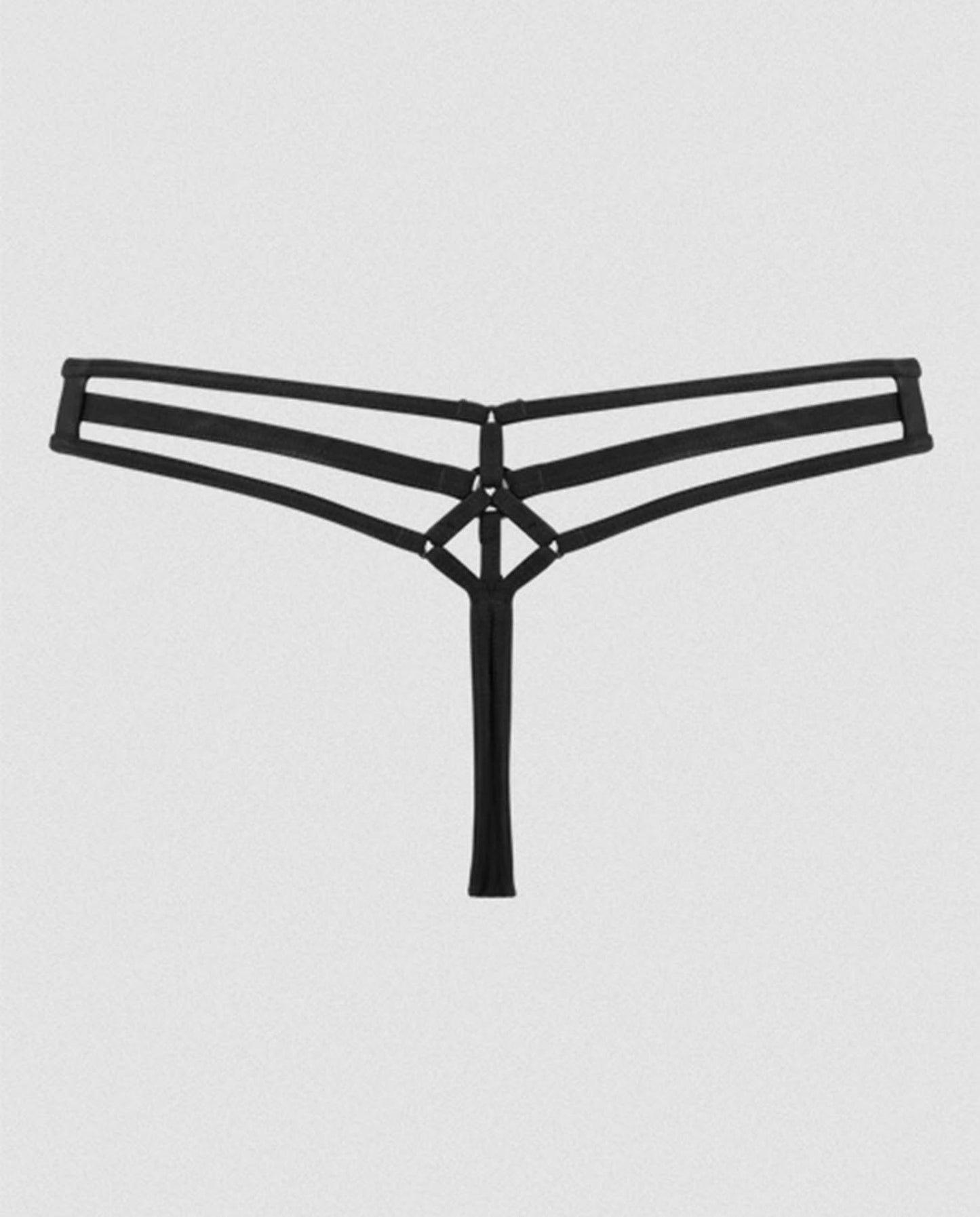 Marlies Dekkers - Space Odyssey 4 cm breiter String in schwarz mit raffinierter Rückendekoration -Rückansicht Produkt