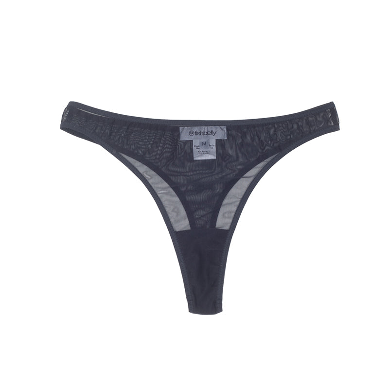 Transparenter schwarzer String | fishbelly handmade Lingerie in Berlin