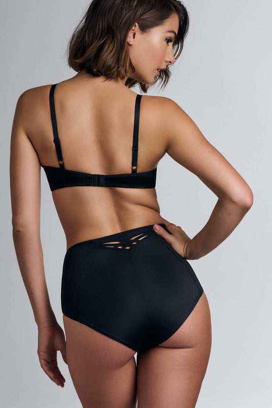 Schwarzer High-Waist-Slip mit hoch geschnittener Taille und sexy Rückansicht - Dame de Paris - Marlies Dekkers