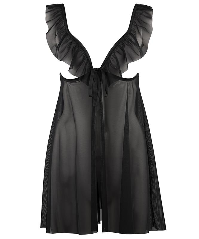 Schwarzes Baby Doll ouvert aus transparentem Tüll von Aubade Paris - Vorderteil