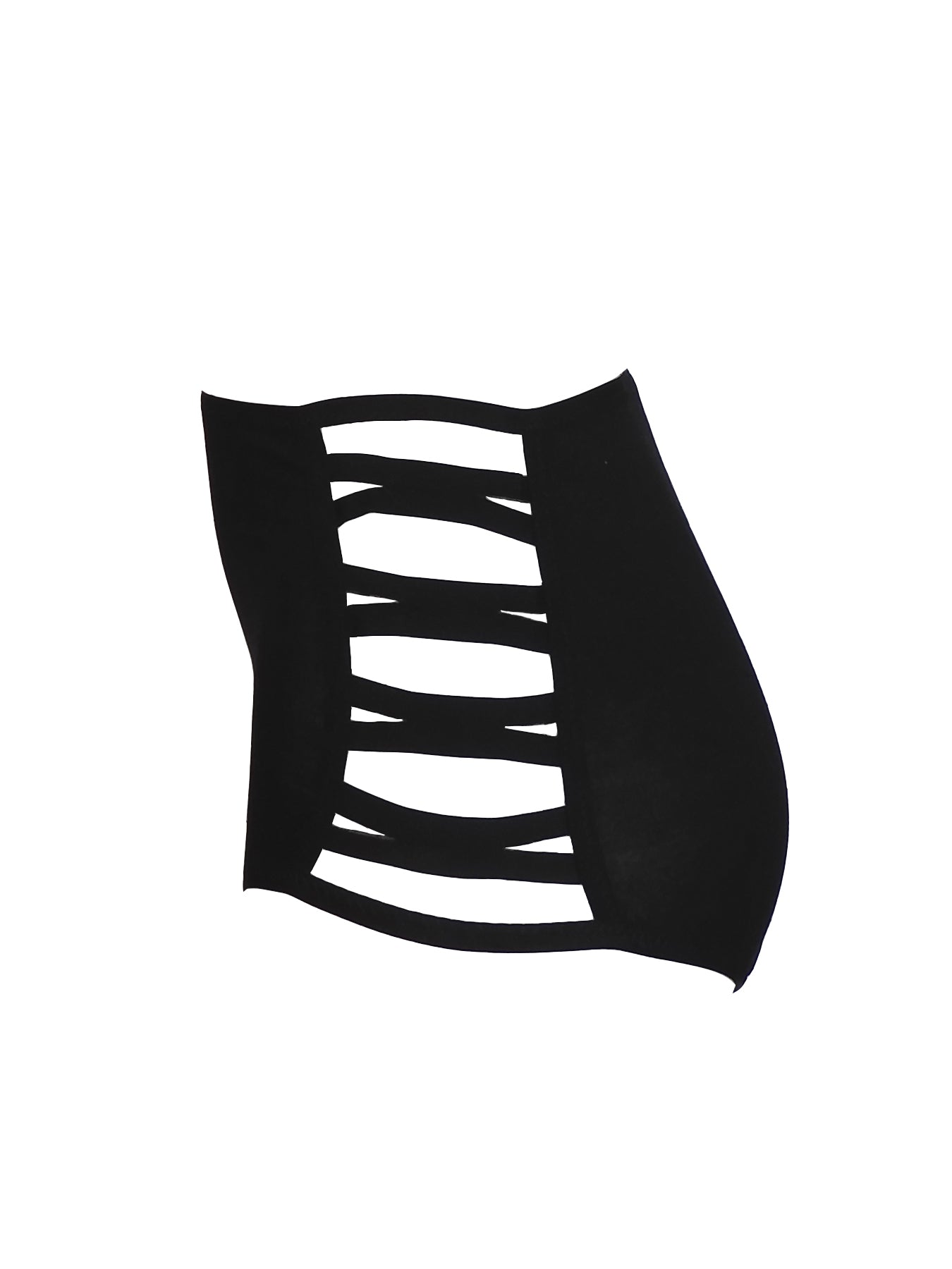 Schwarzer high waist Taillen-Slip seitlich geöffnet seitliche Ansicht| fishbelly handmade Lingerie