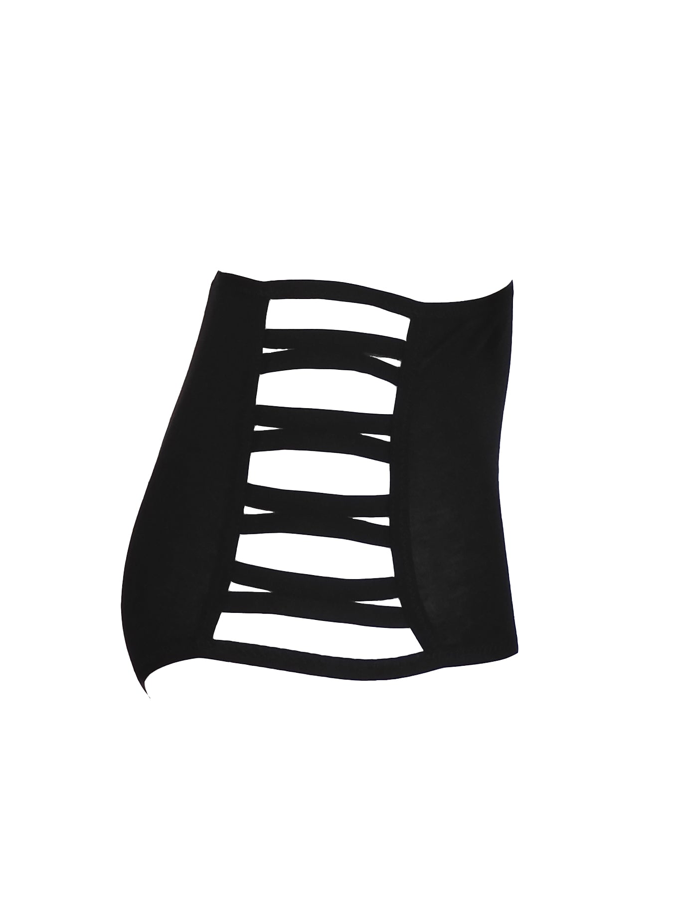 Schwarzer high waist Taillen-Slip seitlich geöffnet seitliche Ansicht| fishbelly handmade Lingerie