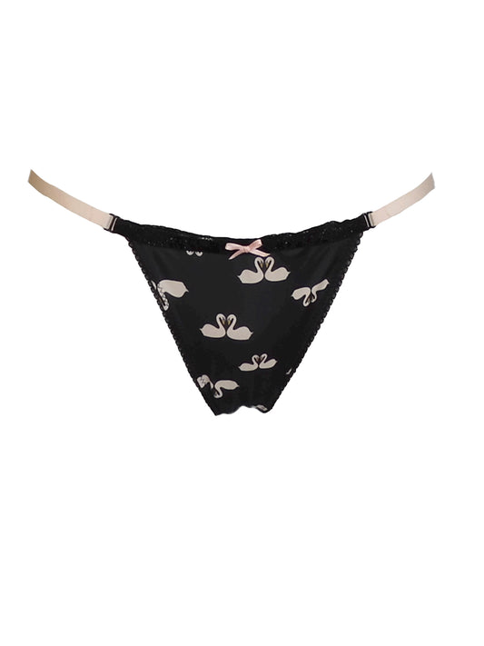 Süßer Tanga-Slip mit Schwänen | fishbelly handmade Lingerie